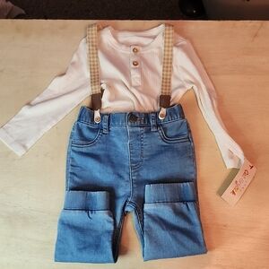 Cat & Jack Denim Jogger Overall Set with Suspenders